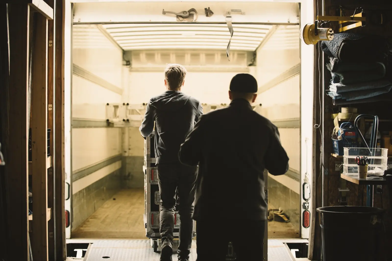 Crew loading a truck for an event
